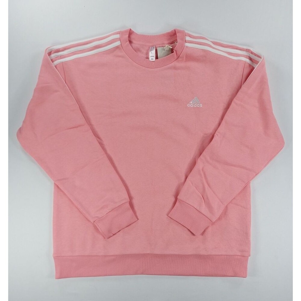 Adidas XL Pink Sweatshirt With White Logo Women's Comfort 3 stripe
